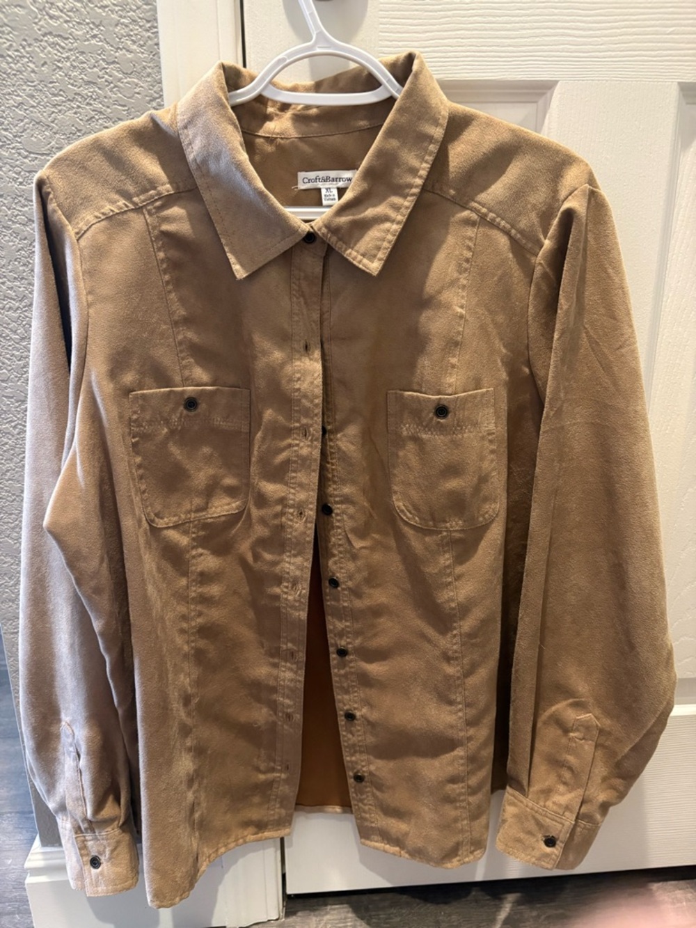Croft & Barrow Tan Suede-Look Shirt XLG